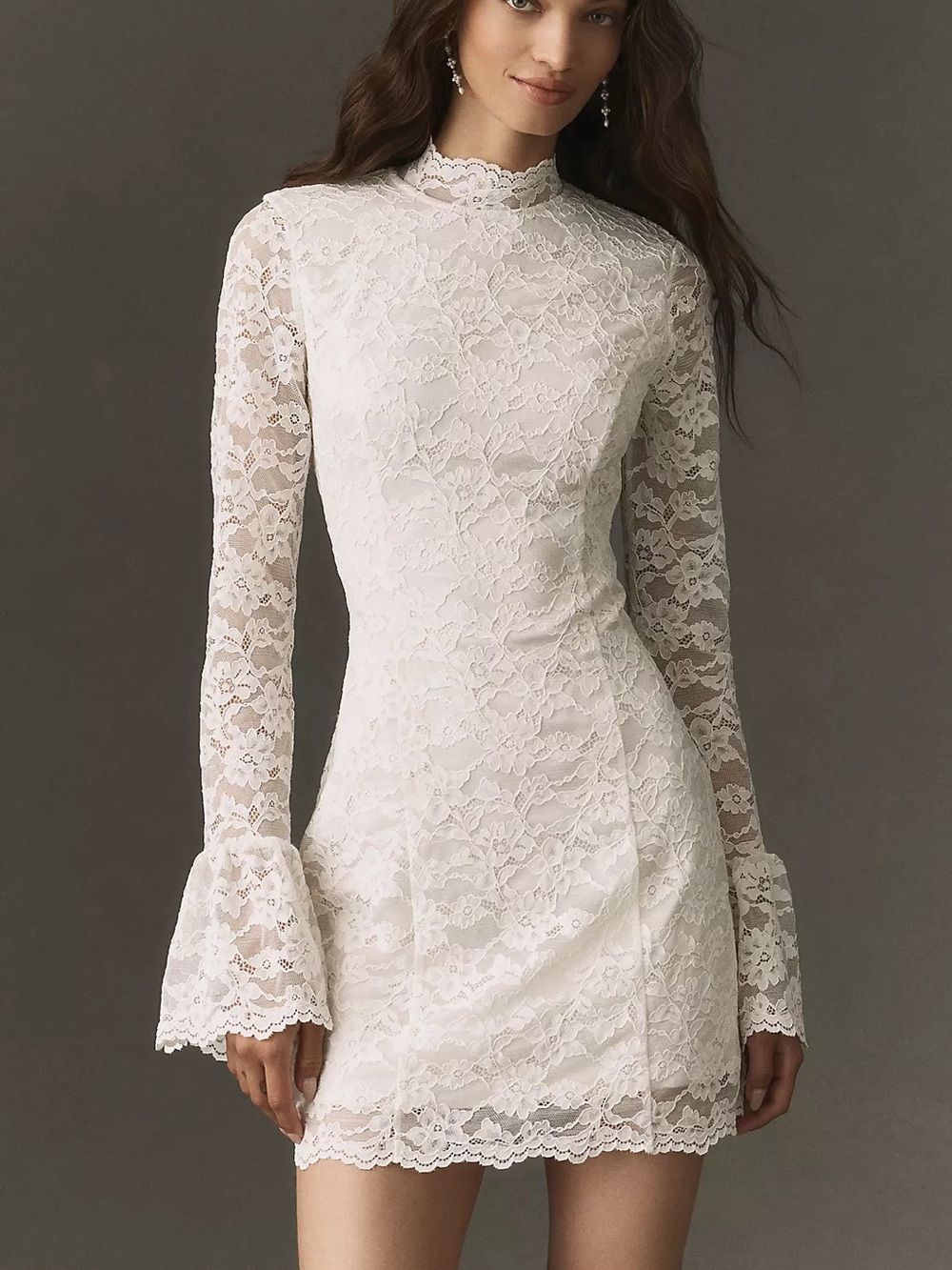 Anthropologie BHLDN Long-Sleeve Lace Mini Dress